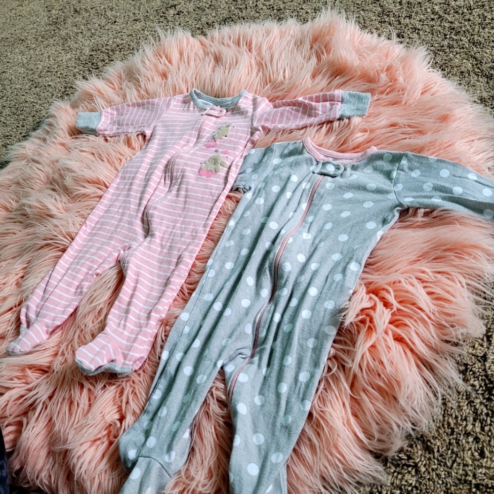 2 pack Baby girl zip-up footed sleeper